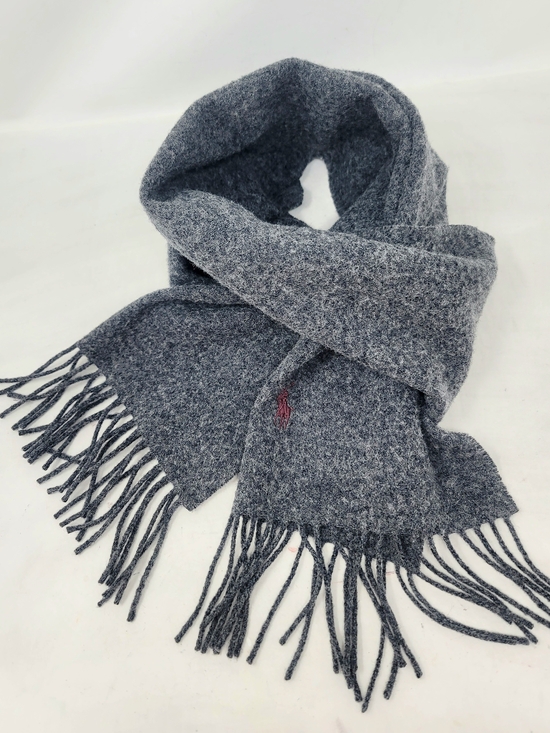 Polo Ralph Lauren Accessories - VTG Polo Ralph Lauren Unisex 100% Scotland Wool Charcoal Grey Scarf 90s Preppy